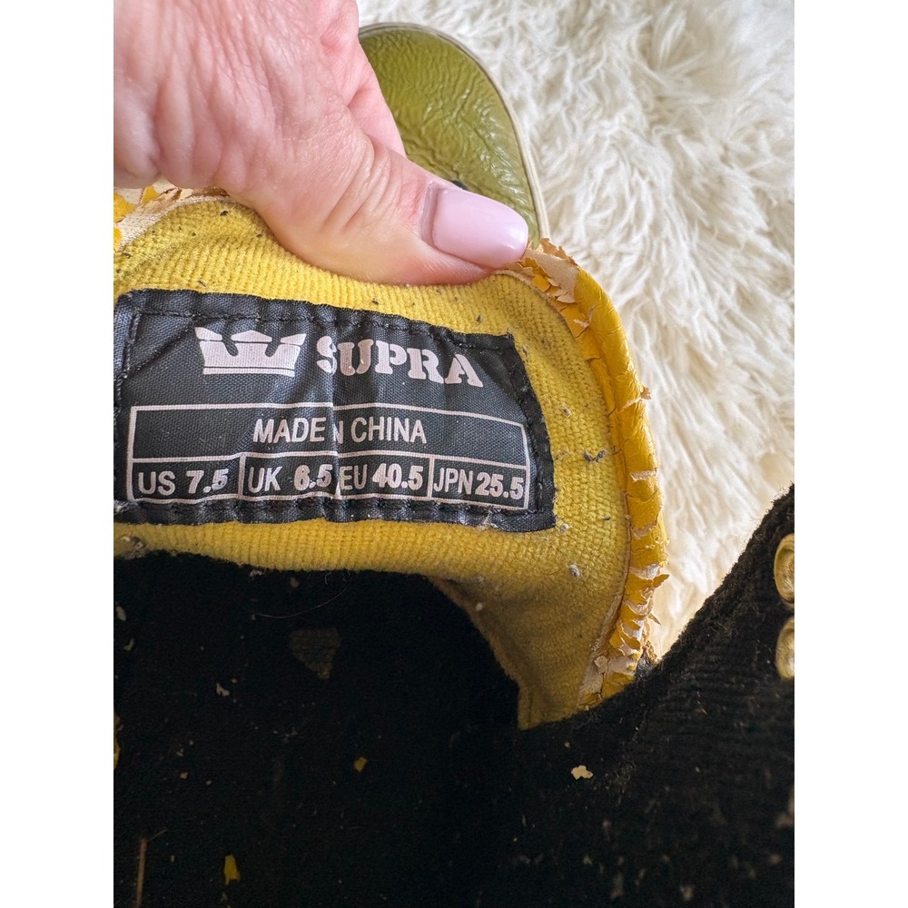 Justin Bieber Supra High Top Sneakers Yellow Green Leather Skate Shoes US 7.5‎ - Picture 8 of 8